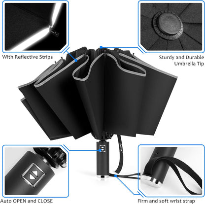 JPAXI Compact Reverse Folding Umbrella Automatic open close | Perfect Travel Size